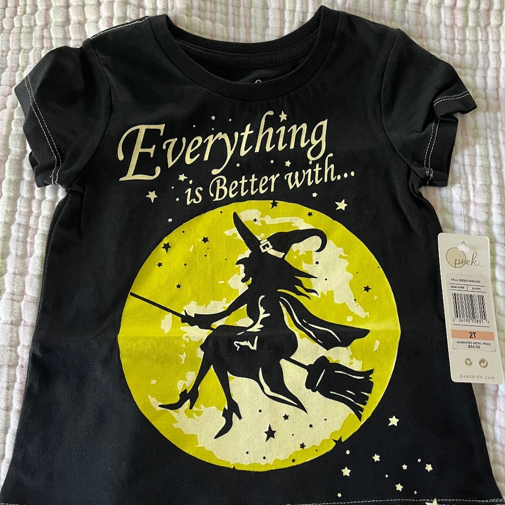 Peek - A little Magic- Witch- Halloween T-shirt- glow in the dark NWT-